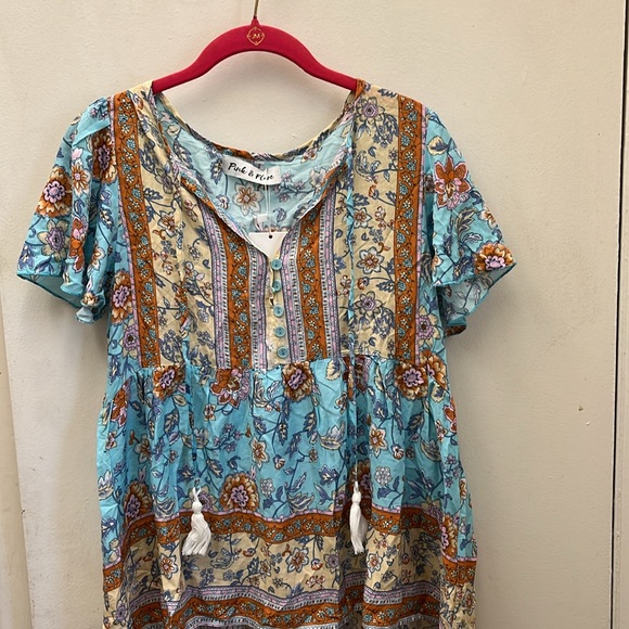 NWT Pink & Flare Boho Swing Top Size Small - Picture 9 of 11